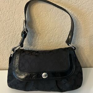 Coach Soho Black Signature Pleated Hobo Bag